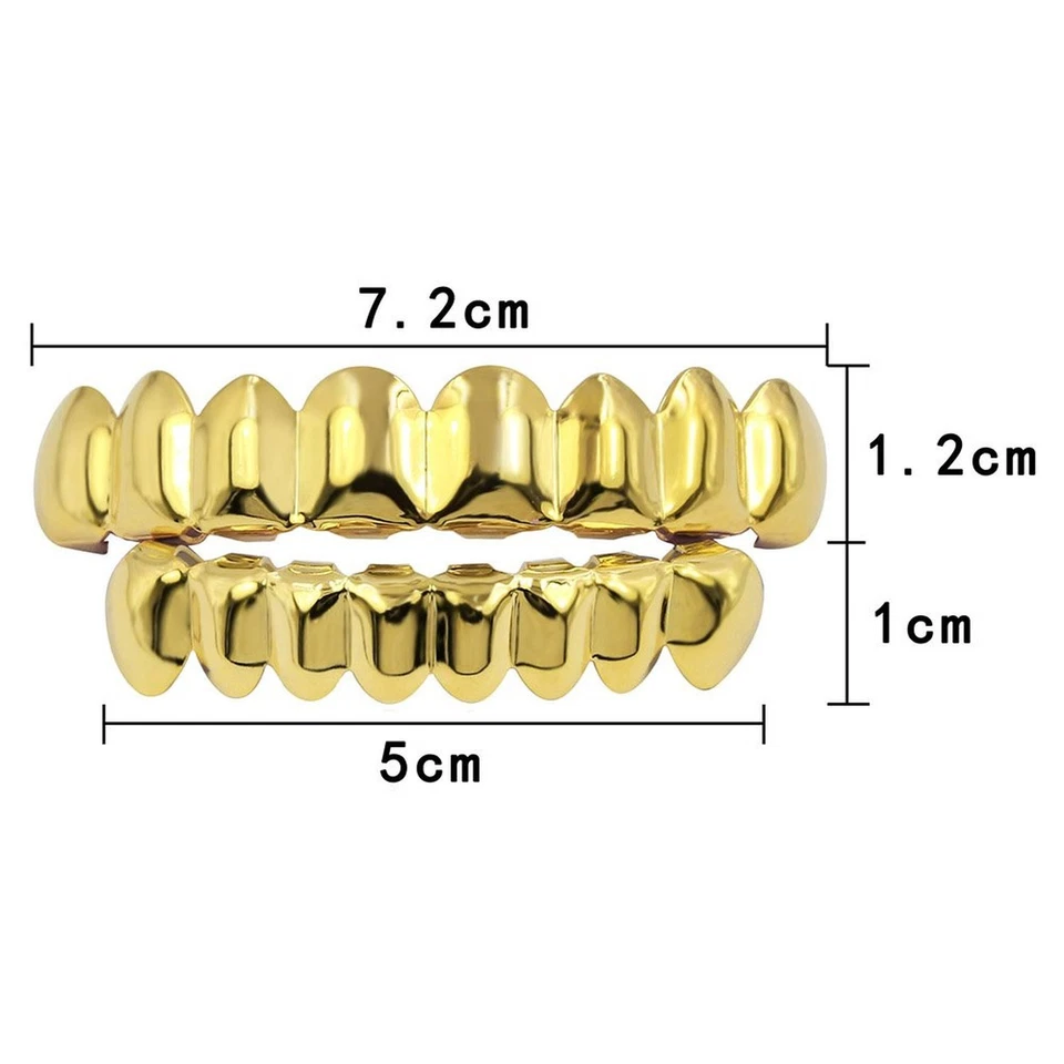 JINAO Grillz Teeth Men - Juego de 8 Parrillas para Tus Dientes Superior e Inferior, Oro 18K-P... Foto 3 de 4