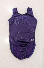 BEAUTIFUL GK Elite Adult Small Gymnastics Dance Leotard Purple Shiny MYSTIQUE