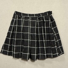 Hot Topic Plaid Black White Pleated Mini Punk Grunge Emo Goth Skirt Women M