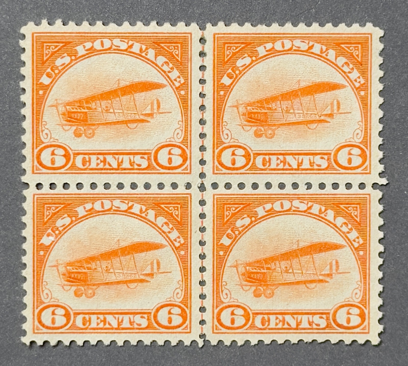 ZVA US Stamp #C1 6c Unused Block/4 NH Very Slight Disturbed Gum CV $440 (362U9)