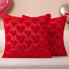Valentines Pillow Covers 18 x 18 Inch Set of 2, Valentines Day Red Heart Soft...