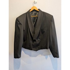 Policy Black Shawl Lapel Double Breasted Cropped Tuxedo Jacket XL 48 in