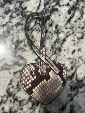 Michael Kors Snake Print Heart-Shaped Keychain Charm With Box Gray White