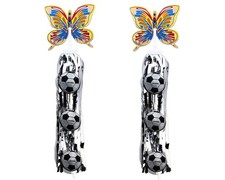 Black/White Soccer Ball Handlebar Streamers w/ Multi-Color Butterfly Topper.