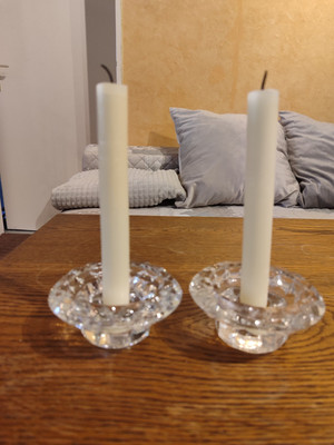 2 Vintage Kerzenhalter Glas ARC France Luminarc für Stabkerzen bis 2 cm Dm 