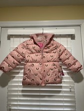 NWT Pink Platinum Girls Pink Puffer Zip Up W/ Hood Coat Size 4