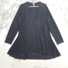 Travelers Chico's Jacket Womens 2 L/12 Black Stretch Knit Open Front Longline