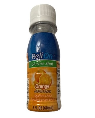 ReliOn Glucose Shot Drink Orange Flavor 2oz Great For Diabetics On The Go 3 Pack