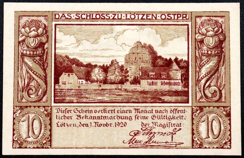 SALDATURA / GIŻYCKO 1920 XX-ESEMPLARE RARO! 10 Pfennig Notgeld tedesco oggi Polonia - Foto 1 di 2