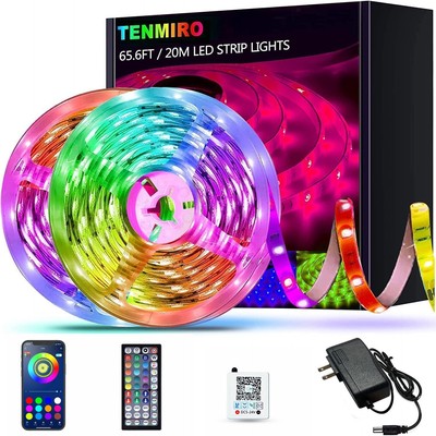 Tenmiro 65.6ft Led Strip Lights, Ultra Long RGB Color 65.6ft, Multicolor 