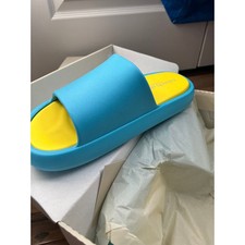 J/Slides Women's Squish Slides Sandal Light EVA - Blue/Yellow Size 8