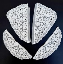 Antique Machine Made Lace 2 pc Collar  Matching Pair Of Cuffs w ruffled edges