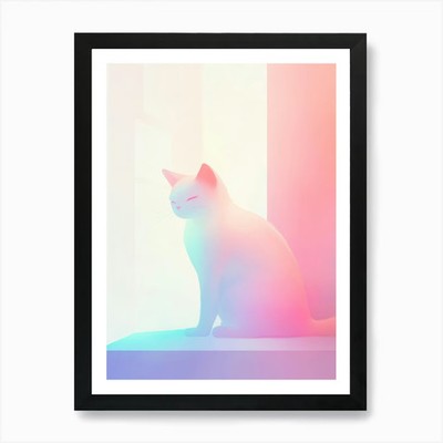 Katze sitzt auf Fensterbank Kunstdruck gerahmtes Wandbild Poster Leinwanddruck Bild