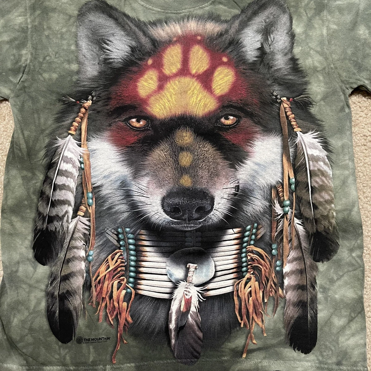 The Mountain Tie Dye Wolves Graphic Made in USA 2014 Long Sleeve T Shirt Size S