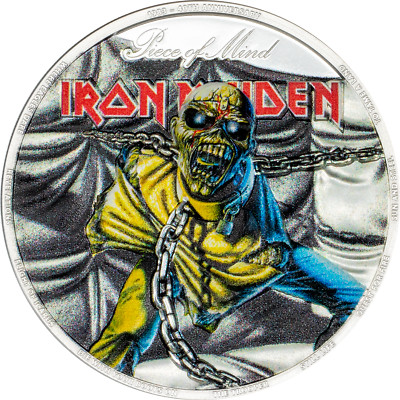 10 Dollar Iron Maiden   Piece of Mind Silver Cook Islands 2 oz Silber 2023