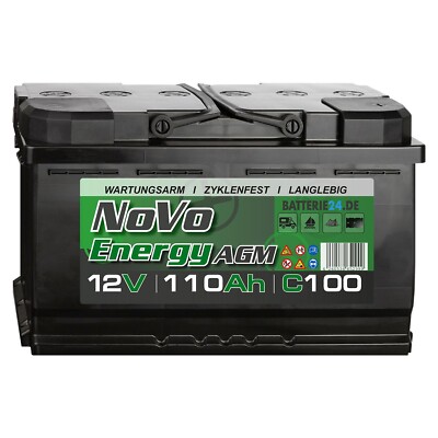 NoVo AGM 110Ah Batterie 12V Versorgerbatterie Antriebsbatterie Wohnmobil Camping