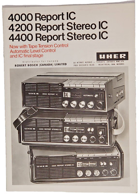 UHER 4000 , 4200,4400 Sales Brochure Report Stereo IC Report IC Great Condition