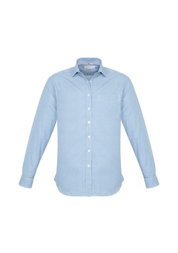 Biz Collection Men's Ellison Long Sleeve Checked Business Shirt W/ Chest Pocket - Picture 10 of 11