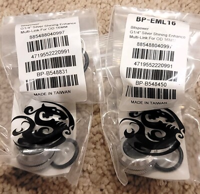 New LOT of 4 - Bitspower G1/4'' Silver Shining Enhance Multi-Link For OD 16MM