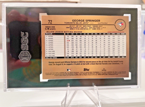 George Springer 2024 Topps Golden Mirror Variation SGC 9.5 #72 Blue Jays - Bild 3 von 5