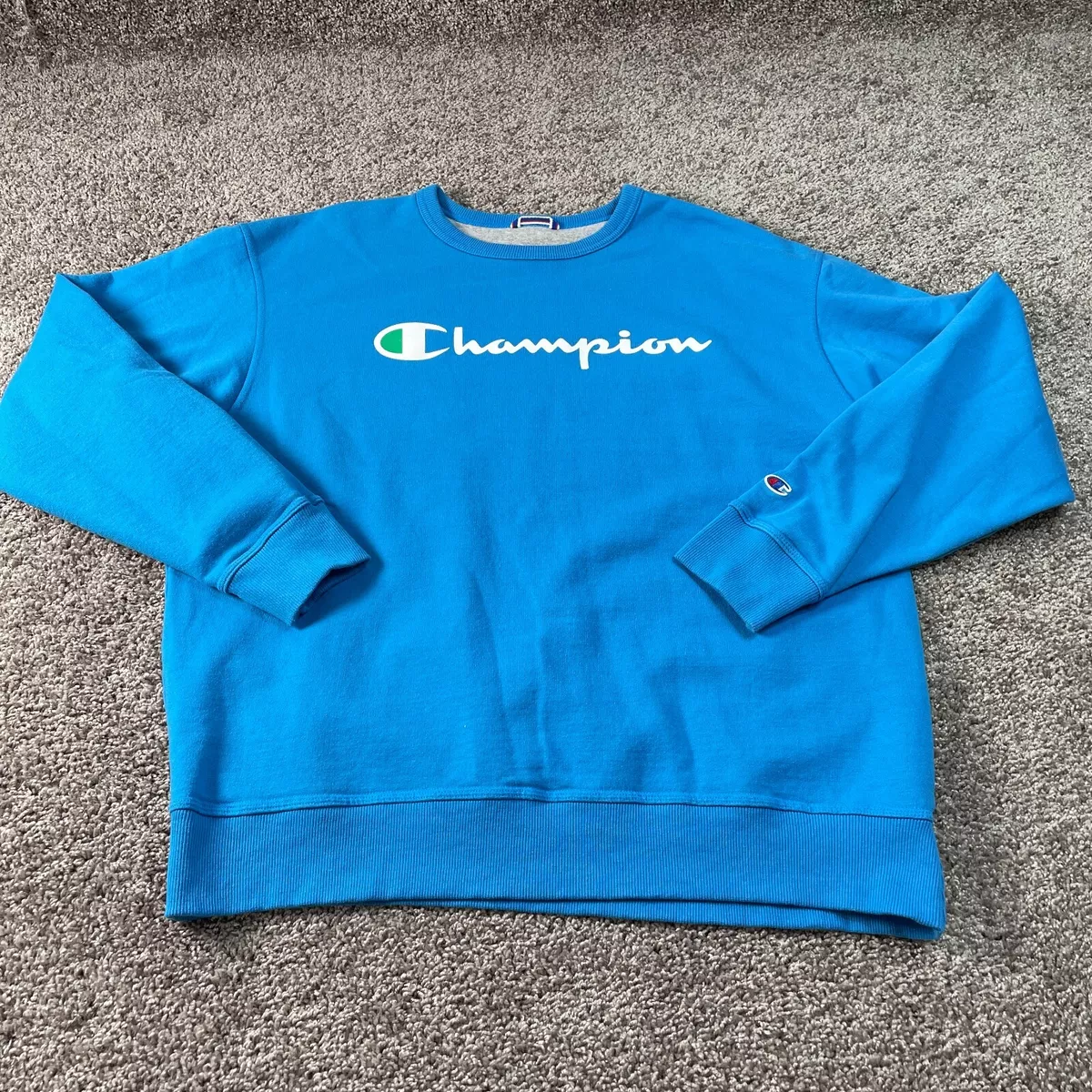 Champion Sweater Adult Extra Large Blue Logo Outdoors Crewneck Sweatshirt  Mens | eBay