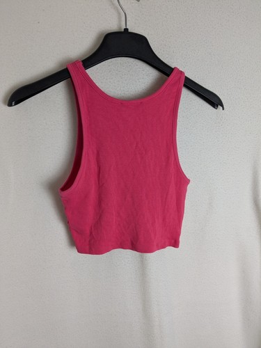 Zara Ladies casual rib crop top blouse size medium sleeveless pink - Picture 5 of 8