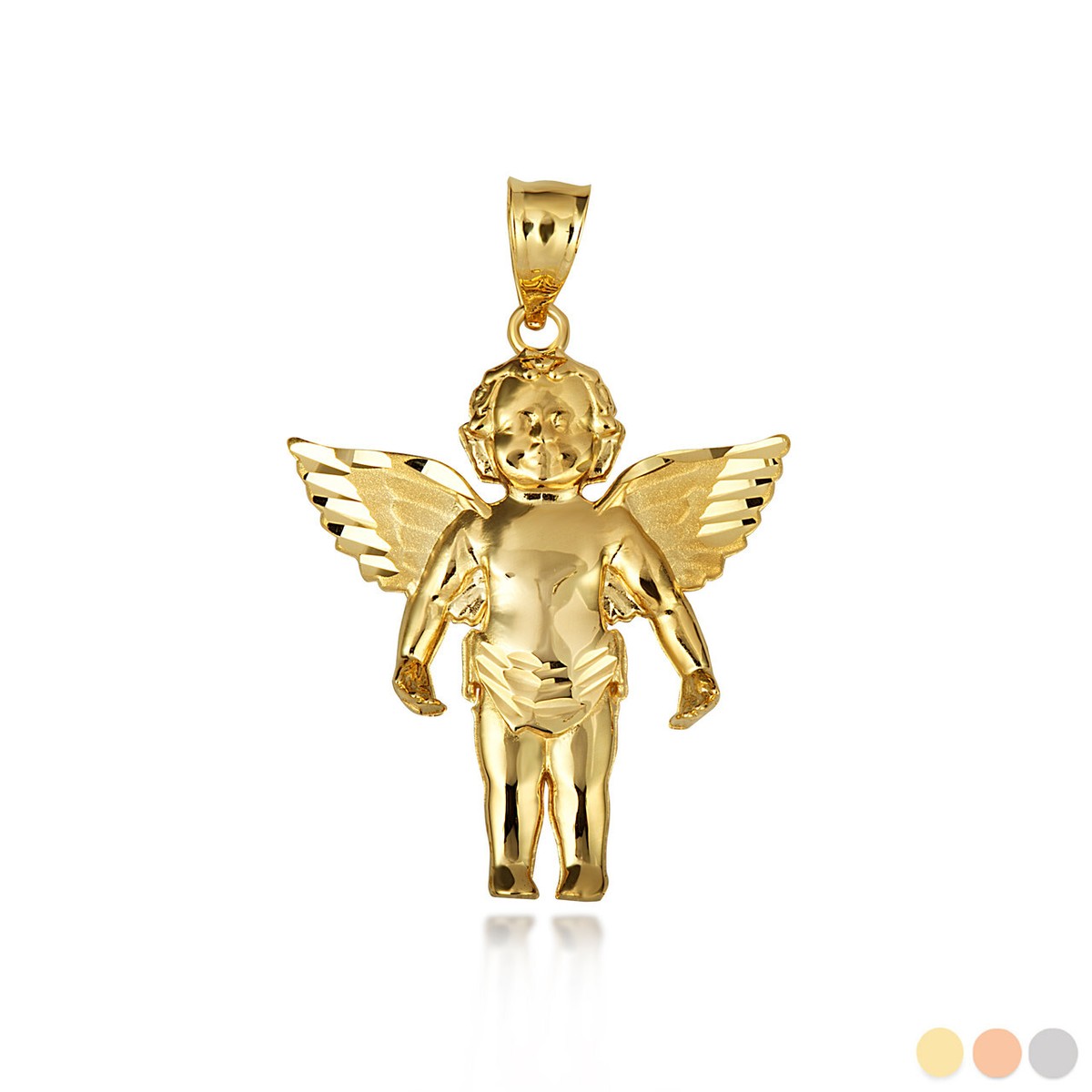 Gold Baby Angel Wings Cherub Guardian Pendant Necklace S,L | eBay