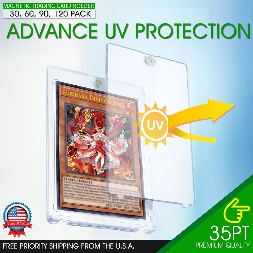 30 Pack Magnetic Trading Sports Card Holders 35pt One-Touch UV Protection YUGIOH - Image 3 of 4