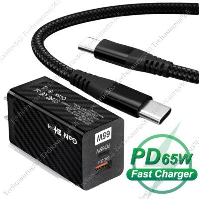 65W USB C Fast Charger PD USB C To Type C Cable Power Adapter For iPad iPhone 15