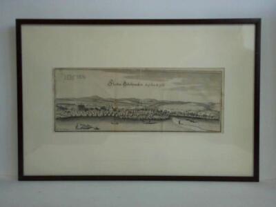 Flecken Bibelhausen. Auf dem Eisfeld - Panoramaansicht. Kupferstich von Matthäus