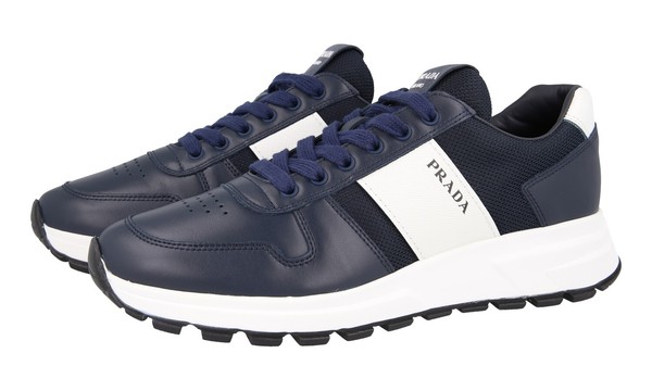 Prada Leder Prax Sneaker - 4E3571 - Navy Blau Weiss - Neu - 6,5 40,5-image