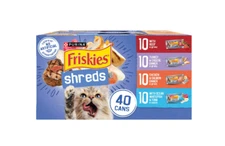 40 Pack Purina Friskies Shreds Gravy Variety Pack, Wet Cat Food, 5.5 oz Cans