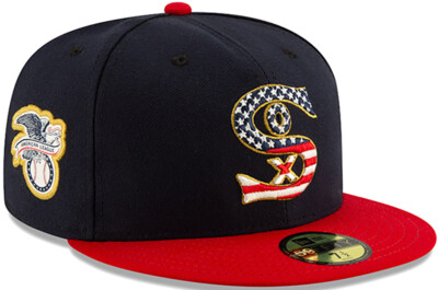 Chicago White Sox 4th of July Fitted Hat Flat Bill Navy/Red