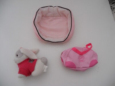 OUR GENERATION DOLL toy pet white rabbit, carry bag and bed