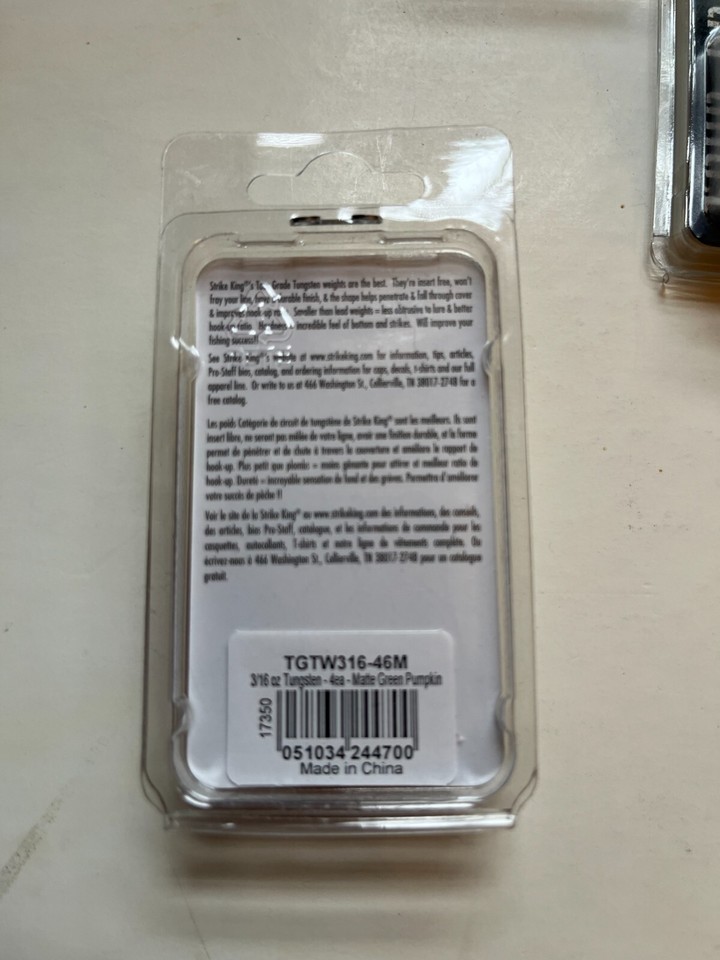 Strike King Tour Grade Tungsten Flipping Texas Rig weights 3/4 1/2 3/8 ...