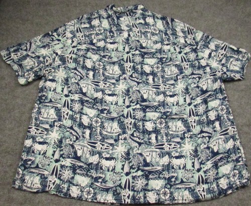 Island Passport Mens Shirt Size 2XL Short Sleeve Button Up Nautical Surf Themed - Picture 14 of 14