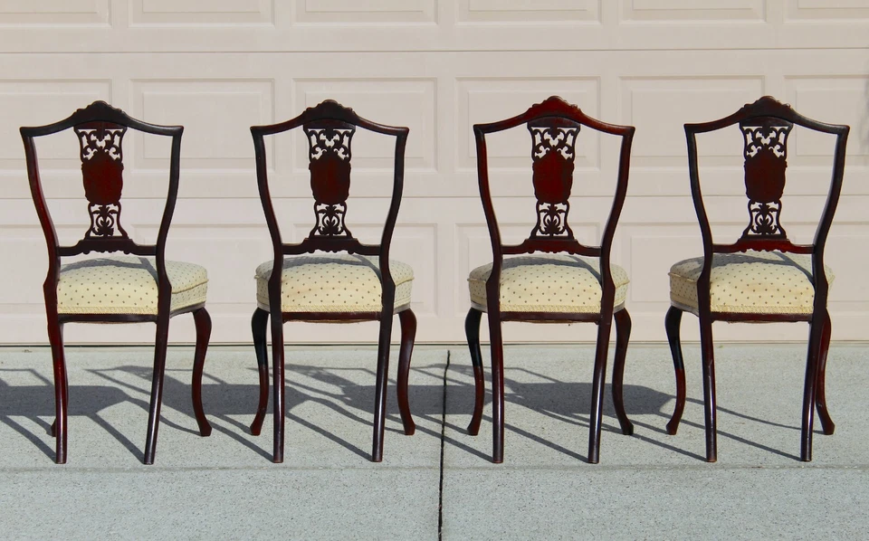 Sillas de comedor victorianas antiguas de caoba - Juego de cuatro de calidad Foto 4 de 4
