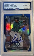 2023 1st Bowman Chrome Lazaro Montes Signed True Blue Refractor /150 PSA 10 Auto