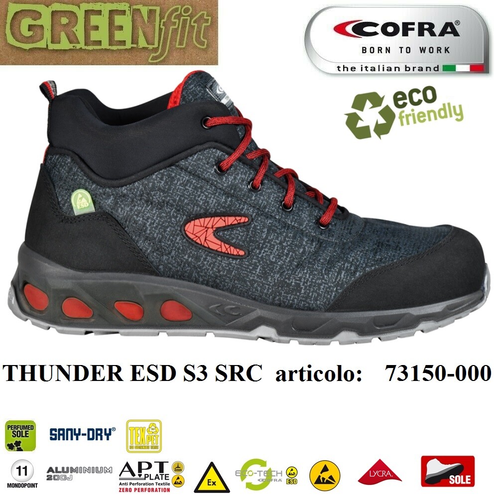 SCARPE ANTINFORTUNISTICA COFRA THUNDER ESD S3 SRC TEXPET, tessuto