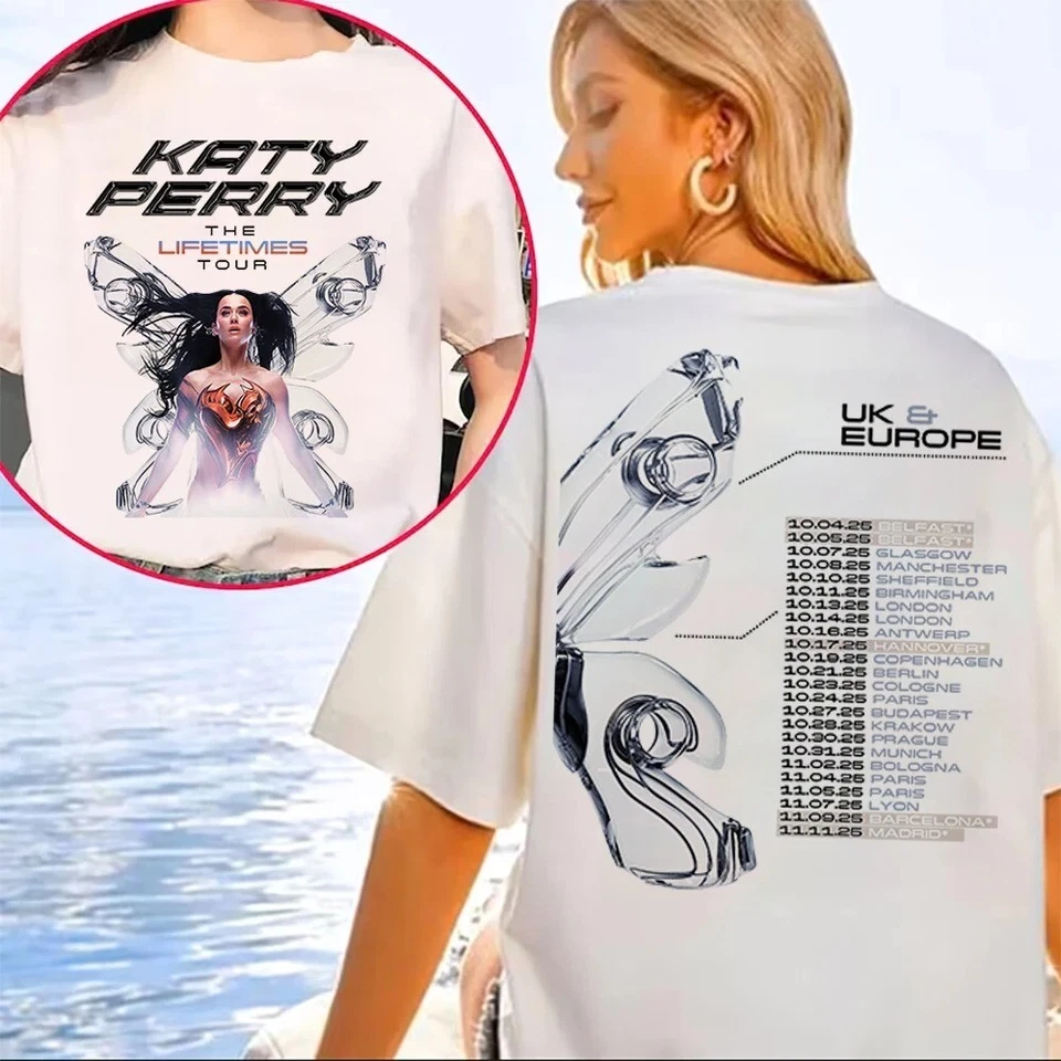 Camiseta de la gira Katy Perry 2025 unisex vintage camisa de concierto XS-XXL algodón