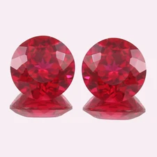 "Certified 5.80 Ct Natural Red Ruby Round Cut Loose Gemstones - Pair of 9 mm D62