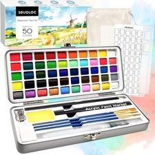 Watercolor Paint Set 50 Colors, Travel Watercolor Set with Portable Carrying Cas