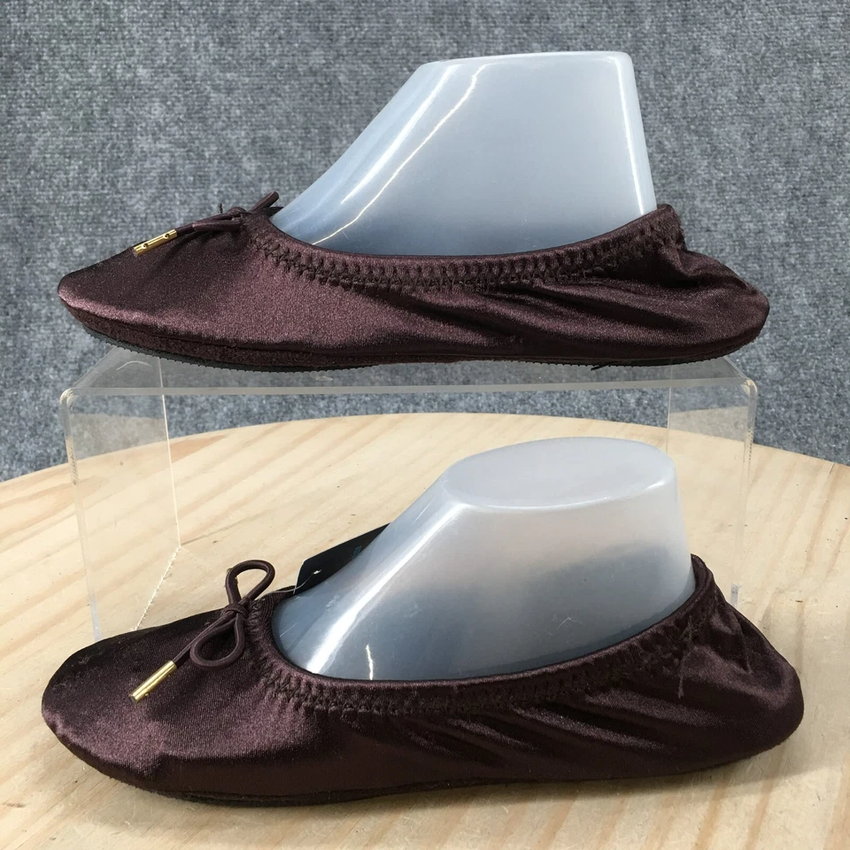 Sapatos Isotoner Feminino 5-6 Sloan Cetim Sapatilhas de Balé Marrom Conforto Biqueira Redonda - Imagem 2 de 4