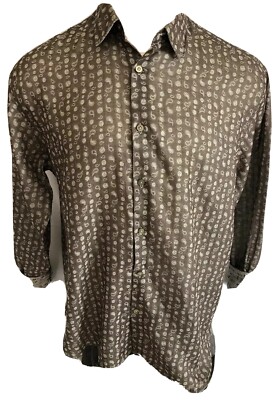 Equilibrio Milano Brown Dress Shirt Long Sleeve Men Button Front Size XXL
