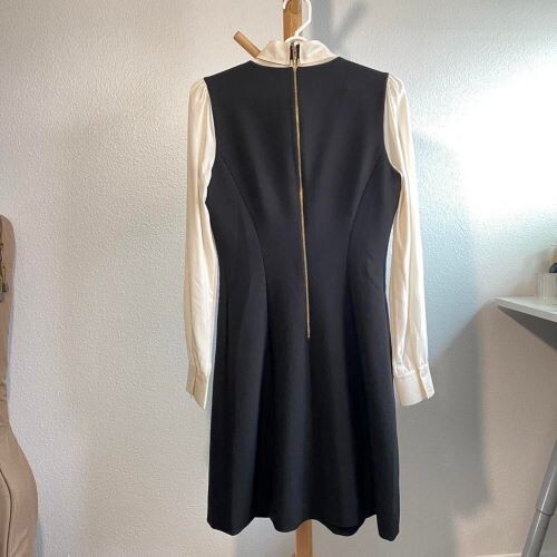 Kate Spade cream and black bow tie crepe Aline dress 6 eBay