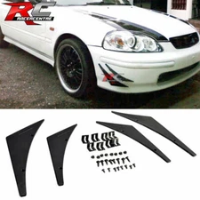 Universal Fit Front Bumper Lip Splitter Fins Body Spoiler Canards Valence PU