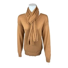 Joan Rivers Women's Long Sleeve V-Neck Sweater and Scarf Set Top Large Size