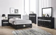 NEW Black Storage Queen or King 5PC Bedroom Set Modern Furniture - Bed/D/M/N/C