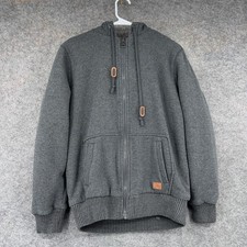 Buffalo David Bitton Hoodie Mens Medium Gray Full Zip Sherpa Lined Sweatshirt