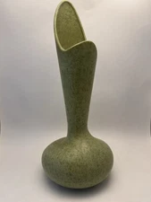 Royal Haeger 16.5” Mid Century Modern Asymmetrical Tilt Top Matte Green Vase